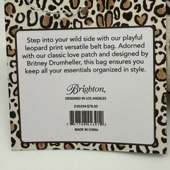 Brighton NEW with Tag Wild Cat Belt Bag Leopard Print Fanny Pack Belt Bag NWT - Picture 8 of 8